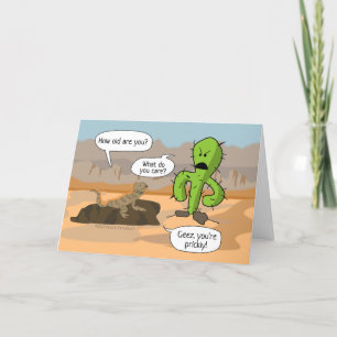 Funny Birthday for Senior Old Pergeing Cactus Kaart