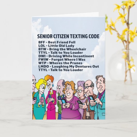 Funny Birthday for Seniors Kaart (Gele Bloem)