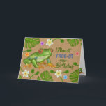 Funny Birthday Frog Puns Cute Tropical Flowers Kaart<br><div class="desc">Ik kikte bijna op je verjaardag, maar toen herinnerde ik me dat. Ik hoop dat het ribbeton was! Deze schattige kikker-verjaardagskaart is perfect voor iedereen die van amfibieën houdt. Het is ook een geweldige kaart voor een late verjaardagsgroet. Deze grappige kaart bevat originele tropische kunst. Pas aan als u een...</div>