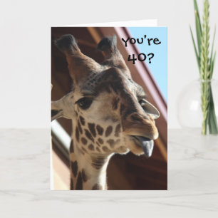 Funny Birthday Giraffe, Old, 40th Kaart