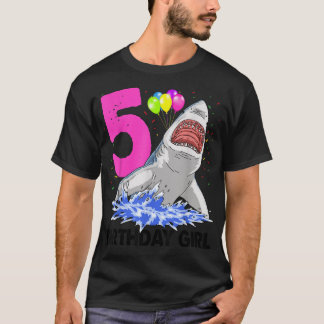 Funny Birthday Girl 5 Shark Women Celebration Gi T-shirt