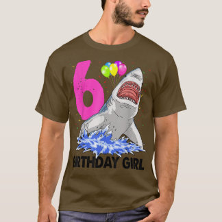 Funny Birthday Girl 6 Shark Women Celebration Gi T-shirt