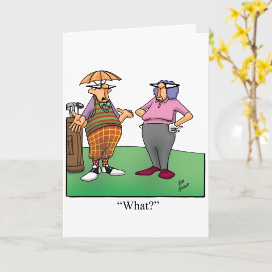 Funny Birthday Golf Humor Kaart voor hem (Gele Bloem)