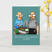 Funny Birthday Golf Humor Kaart voor hem (Gele Bloem)