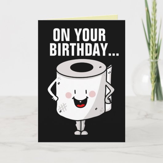 FUNNY BIRTHDAY HAPPINESS AND GOOD POOP KAARTEN (Voorkant)