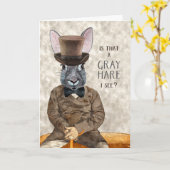 Funny Birthday Hipster Rabbit met grijze Humor Kaart (Gele Bloem)
