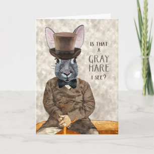 Funny Birthday Hipster Rabbit met grijze Humor Kaart