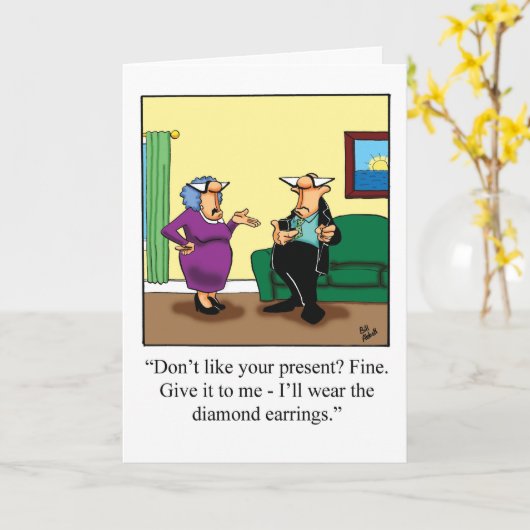 Funny Birthday Humor Kaart voor hem (Gele Bloem)