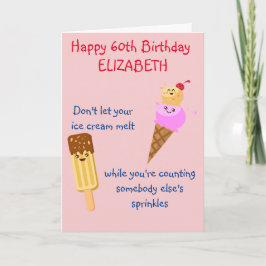 Funny Birthday Ice Cream Any Year Add Your Name Kaart