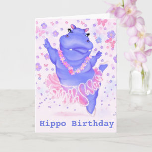 Funny Birthday Kaart Ballerina Hippo Ballet Dancer