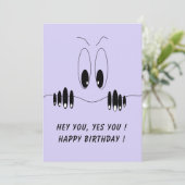 Funny Birthday Kaart Curiosity Eyes - aangepaste t (Staand voorkant)