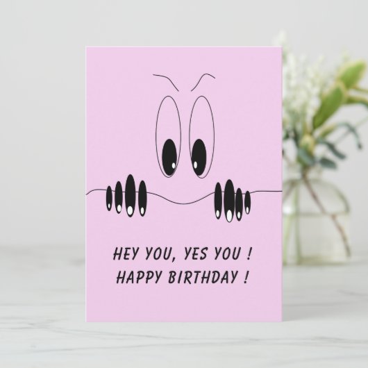 Funny Birthday Kaart Curiosity Eyes - aangepaste t (Staand voorkant)