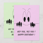 Funny Birthday Kaart Curiosity Eyes - aangepaste t (Voorkant / Achterkant)