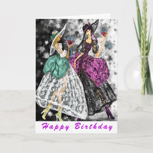 Funny Birthday Kaart Dames Drink Wijn - Proost (Voorkant)