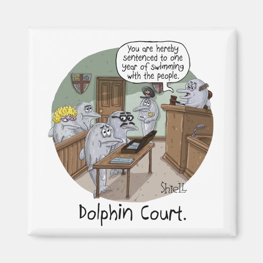 FUNNY BIRTHDAY-KAART en GIFT met CUTE DOLPHINS Magneet (Voorkant)