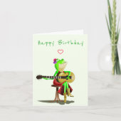 Funny Birthday Kaart Frog Gitaar spelen (Voorkant)