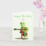 Funny Birthday Kaart Frog Gitaar spelen<br><div class="desc">Kikker spelen gitaar Grappige verjaardagskaarten - MIGNED schilderij</div>