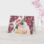 Funny Birthday Kaart Gentleman Pig met Roos<br><div class="desc">Romantische Gentleman Pig Funny Birthday Cards - MIGNED Painting Design -  - of voeg Jouw tekst / naam toe</div>