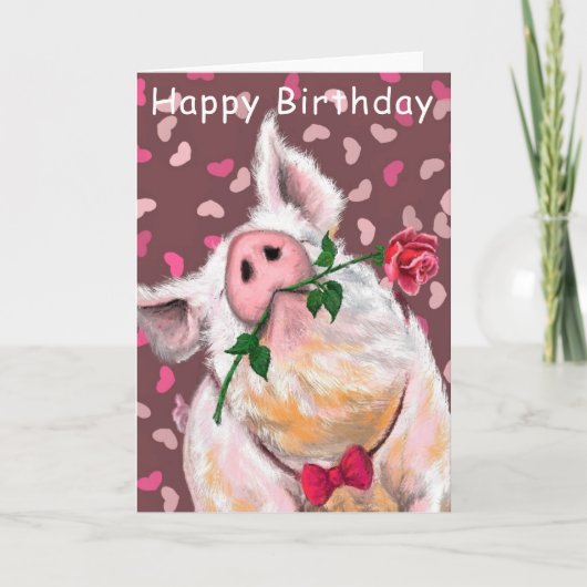 Funny Birthday Kaart Gentleman Pig Romantisch (Voorkant)