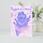 Funny Birthday Kaart Happy Hippo Ballet Dancer (Staand voorkant)