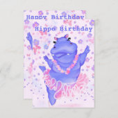 Funny Birthday Kaart Happy Hippo Ballet Dancer (Voorkant / Achterkant)
