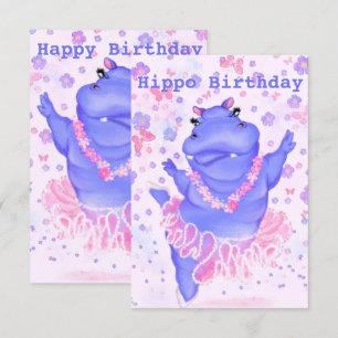 Funny Birthday Kaart Happy Hippo Ballet Dancer