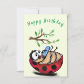 Funny Birthday Kaart Happy Ladybug met telefoon (Voorkant)