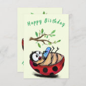 Funny Birthday Kaart Happy Ladybug met telefoon (Voorkant / Achterkant)