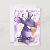 Funny Birthday Kaart Happy Mouse Eat Ice Cream (Voorkant)
