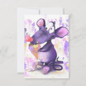 Funny Birthday Kaart Happy Mouse Eat Ice Cream (Achterkant)