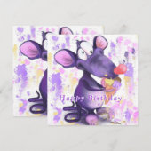 Funny Birthday Kaart Happy Mouse Eat Ice Cream (Voorkant / Achterkant)