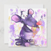 Funny Birthday Kaart Happy Mouse Eat Ice Cream (Voorkant)