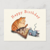 Funny Birthday Kaart Kat en Muis Spelen Schaken (Voorkant)