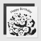 Funny Birthday Kaart Magnet met Panda Familie (Voorkant / Achterkant)