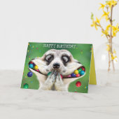 Funny Birthday Kaart - Meerkat (Gele Bloem)