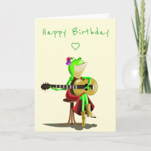 Funny Birthday Kaart met Frog Guitar Player