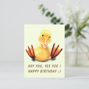 Funny Birthday Kaart met Happy Duck - Aangepaste t