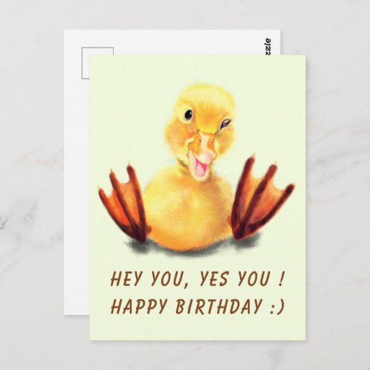 Funny Birthday Kaart met Happy Duck - Aangepaste t (Voorkant / Achterkant)