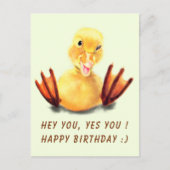 Funny Birthday Kaart met Happy Duck - Aangepaste t (Voorkant)
