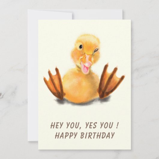 Funny Birthday Kaart met Happy Duck - Aangepaste t (Voorkant)
