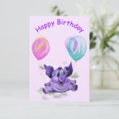 Funny Birthday Kaart met Happy Elephant (Staand voorkant)