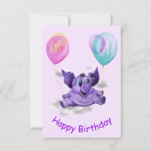 Funny Birthday Kaart met Happy Elephant (Achterkant)