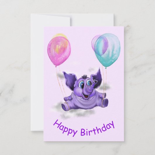 Funny Birthday Kaart met Happy Elephant (Achterkant)