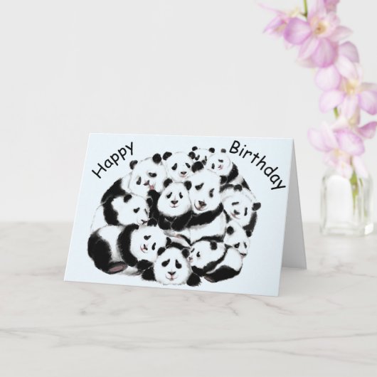 Funny Birthday Kaart met Happy Pandas (Orchidee)