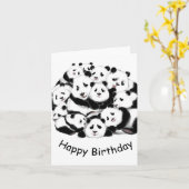 Funny Birthday Kaart met Happy Pandas (Gele Bloem)