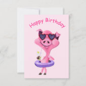 Funny Birthday Kaart met Happy Party Pig (Voorkant)