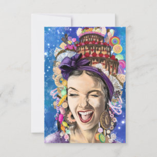 Funny Birthday Kaart met Happy Woman