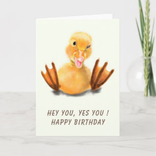 Funny Birthday Kaart met Happy Yellow Duck