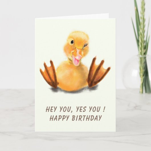 Funny Birthday Kaart met Happy Yellow Duck (Voorkant)