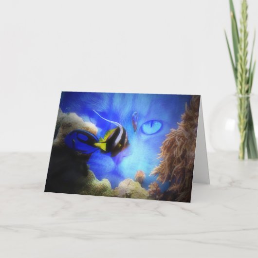 Funny Birthday Kaart met kat en vis (Voorkant)